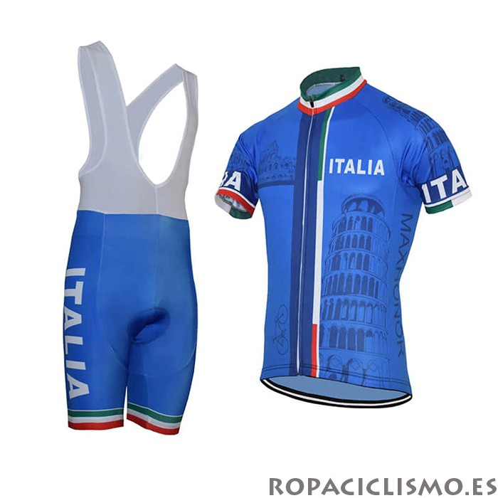 2021 Maillot Italia Tirantes Mangas Cortas Azul